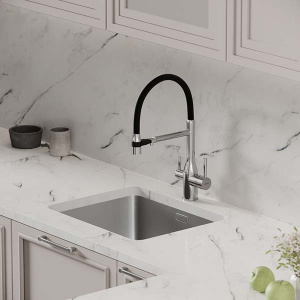 Смеситель для кухонной мойки Sancos Garda SC4009CH / SC4009BN с подключением к фильтру воды, хром, черный
