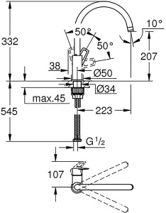 Смеситель для кухонной мойки Grohe BauLoop 30335DC1