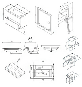 Комплект мебели AM.PM Gem BK90GN