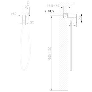 Смеситель встраиваемый Abber Weiss Insel AF8025W с гигиеническим душем