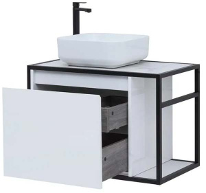 Тумба под умывальник Aquanet Nova Lite Loft 75 / 90 белый, 75, белый глянец