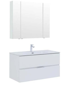Шкаф-зеркало Aquanet Алвита New 90 / 100 белый матовый, 90х85, белый матовый