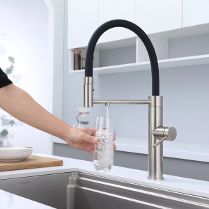 Смеситель для кухонной мойки Paulmark Ganymed Ga213199-BS / Ga213199-CR с подключением к фильтру воды, сталь брашированная
