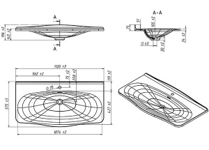Умывальник Belux Анжело 1100 белый матовый Solid Surface