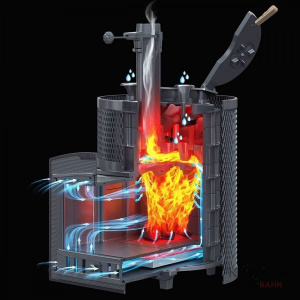 Банная печь Технолит AVANGARD ЗК 40 (П2) Ураган в круглой сетке