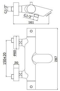 Смеситель для ванны Paffoni Light LIQ023NO / LIQ023ST термостатический, черный матовый