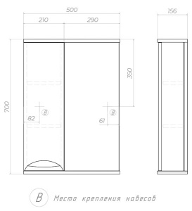 Шкаф-зеркало Vigo Callao 50 без подсветки, 50х70 R