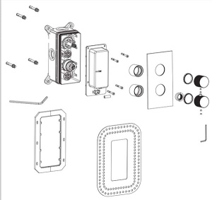 Смеситель встраиваемый Omnires Contour CT8036GLB (1 функция) термостатический