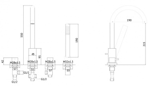 Смеситель на борт ванны Abber Wasser Kreis AF8113RG на 4 отверстия