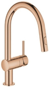 Смеситель для кухонной мойки Grohe Minta 32321DA2 / 32321DL2 с выдвижным изливом, теплый закат глянец