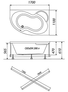 Гидромассажная ванна Triton Мари базовая, 170х110