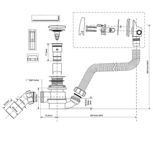 Сифон для ванны McAlpine HCN2600CC-15MM-MB Click Clack