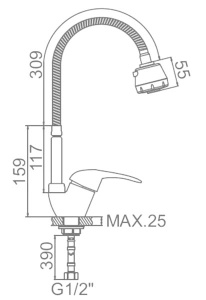 Смеситель для кухонной мойки Ledeme L4302-B