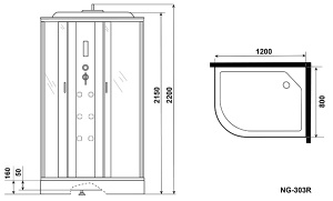Душевая кабина Niagara Ultra NG-303-01, 120х80/прозрачный с матовой вставкой