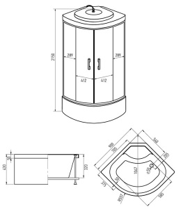 Душевая кабина Erlit ER5709TP-C24-RUS / ER5710TP-C24-RUS, 90x90, тонированный