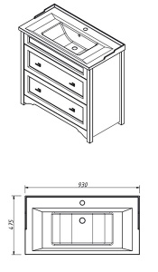 Тумба под умывальник Caprigo Preston 90 33925UV-TP811, 90, бланж