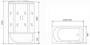 Душевая кабина Timo TE-0750 / TE-0770, 150x80, матовый