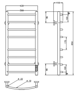 Полотенцесушитель Roxen Santi 11030-4385W электрический