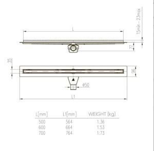 Душевой трап Veconi MCH VC 50 / 60 / 70 / 80 / 90, 50, хром