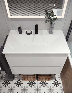 Умывальник Belux Фаворит 650 / 750 / 850 / 1000 / 1200 белый матовый Solid Surface, 100х50