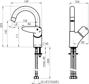 Смеситель для кухонной мойки Rubineta Static-33 (S) A30S08