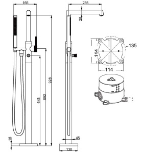 Смеситель для ванны Vincea Rim VTF-2RMCH напольный