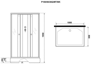 Душевая кабина Niagara Promo P100/80/26Q/MT/BK / P110/80/26Q/MT/BK, 100х80, матовый
