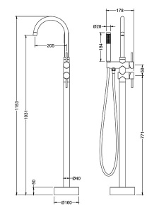 Смеситель для ванны Timo Saona 2300/03Y-CR напольный