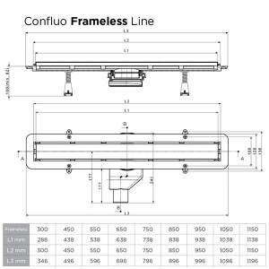 Душевой трап Pestan Confluo Frameless Line Matte Black 2 в 1 двусторонний под плитку, 30 см