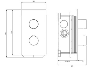 Смеситель встраиваемый Omnires Contour CT8036GLB (1 функция) термостатический