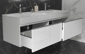 Тумба под умывальник Velvex Pulsus 1400-0-2 белый глянец, 140, белый глянец