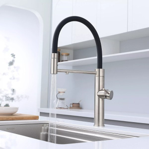 Смеситель для кухонной мойки Paulmark Ganymed Ga213199-BS / Ga213199-CR с подключением к фильтру воды, сталь брашированная