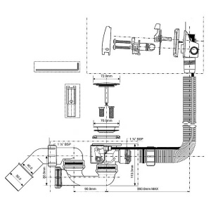 Сифон для ванны McAlpine HCN3100CB-15MM