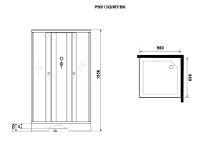 Душевая кабина Niagara Promo P90/13Q/MT/BK, 90х90, матовый