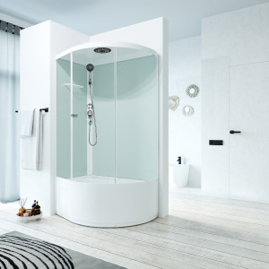 Душевая кабина Domani-Spa Simple 128 high белая прозрачная, 120х80, прозрачный
