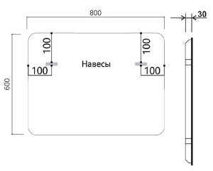 Зеркало Vincea LED VLM-3VC800-2 / VLM-3VC100-2 / VLM-3VC120-2 с подогревом, 80х60