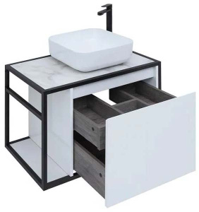 Тумба под умывальник Aquanet Nova Lite Loft 75 / 90 белый, 75, белый глянец