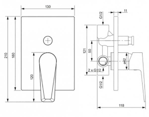 Смеситель встраиваемый Omnires Astoria AS5635CR (2 функции)