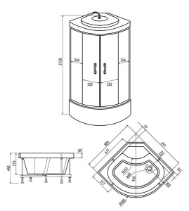 Душевая кабина Erlit ER3508TP-C3-RUS / ER3509TP-C3-RUS / ER3510TP-C3-RUS, 80x80, матовый