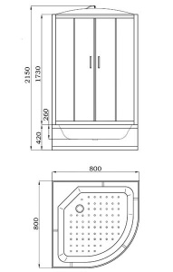 Душевая кабина Parly EB821 / EB921, 90х90, матовый