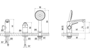 Смеситель на борт ванны Lemark Luna LM4147C