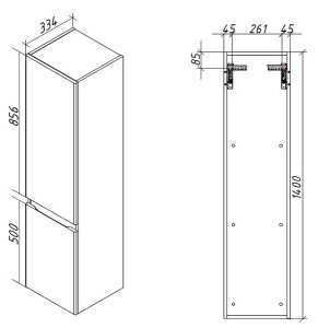 Пенал Caprigo Forte 36150L-SF028 / 36150R-SF028