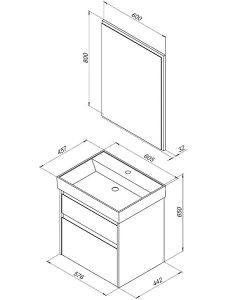 Комплект мебели Aquanet Nova Lite 60 / 75 / 85 / 100 2 ящика дуб рустикальный, 60, дуб рустикальный