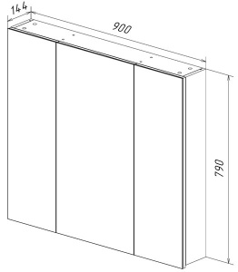 Шкаф-зеркало Lemark Universal 90 / 100 / 120, 90х79, белый глянец