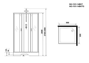 Душевая кабина Niagara Classic NG-1101-14BKT, 90х90, матовый