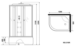 Душевая кабина Niagara NG-310-01 L / R, 120х80/прозрачный с матовой вставкой