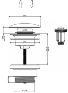 Донный клапан Hansberge H107GO / H107MG, золото глянцевое