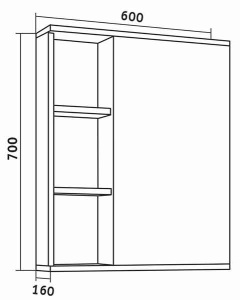 Шкаф-зеркало Grossman Форта 60 / 70 / 80 дуб галифакс, 60х70, дуб галифакс