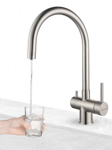 Смеситель для кухонной мойки Paulmark Heller He213218-SS с подключением к фильтру воды