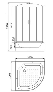 Душевая кабина Parly EC1021, 100х100, тонированный